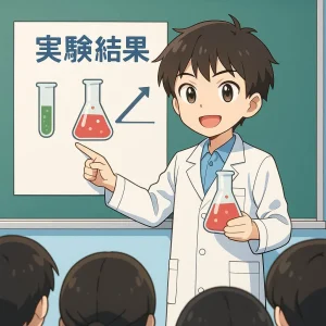 実験結果を発表する子どものイラスト