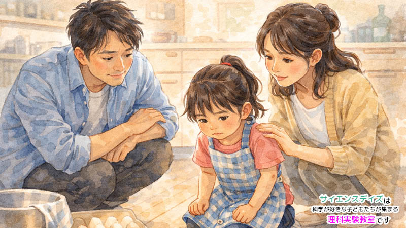 失敗してしまった子どもに優しく寄り添う保護者 - サイエンスデイズ
