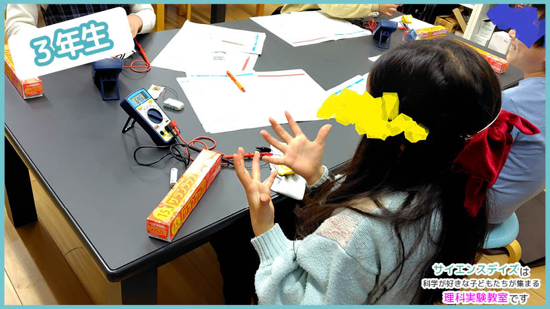 レモン電池の電圧をテスターで測定する小学3年生 - 果物から生まれた電気を数値で確かめるサイエンスデイズの授業